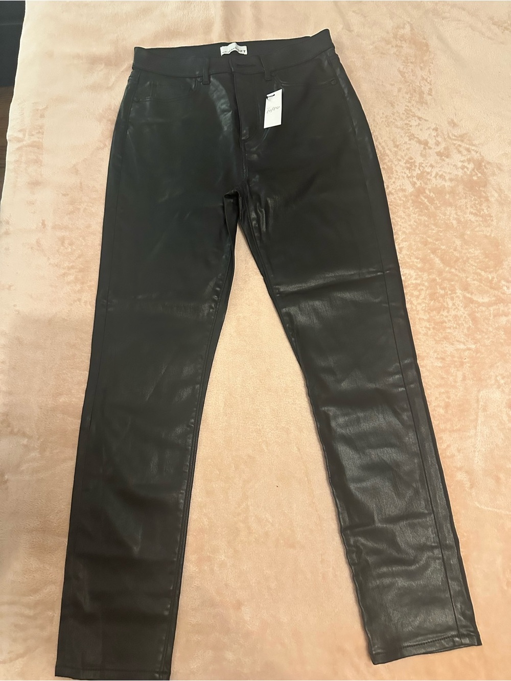 LOFT Black Faux Leather-Look Skinny Pants